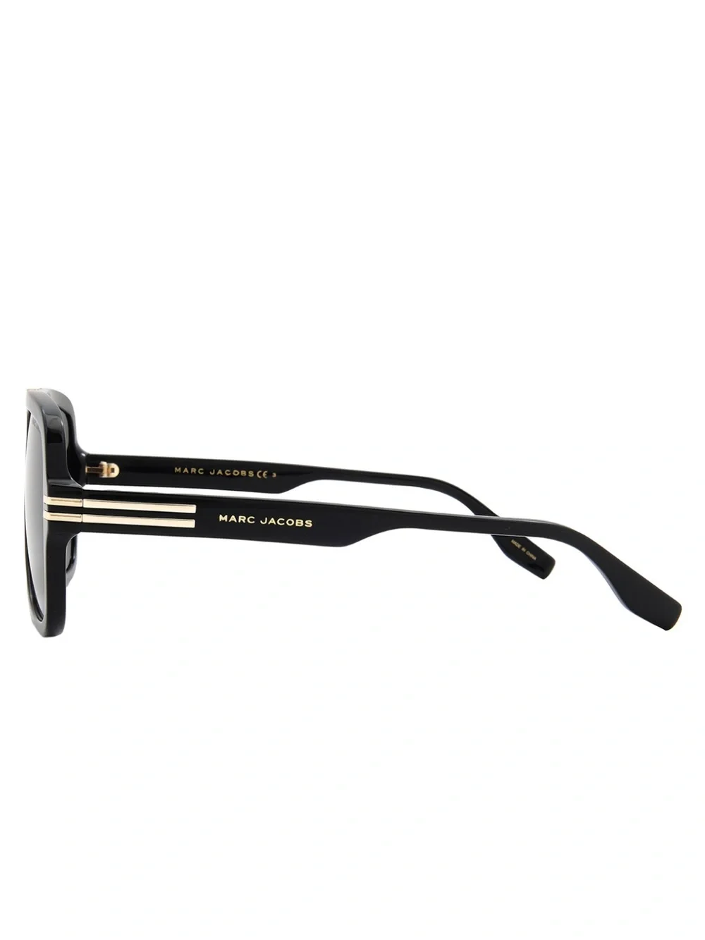 Marc Jacobs Unísex Black Frame Sunglasses w/Gold Accents & Gradient Gray Lenses